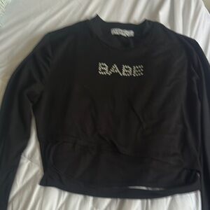 Love J Black Crop Top with White Accents